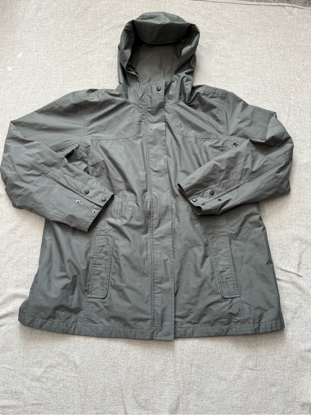 L.L.Bean H2OFF Rain Jacket Womens 1X Gray Hooded Gorpcore Outdoor Coat
